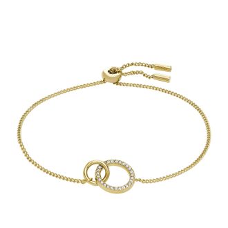 Fossil Womens Hazel Icons Gold-Tone Stainless Steel Chain Bracelet