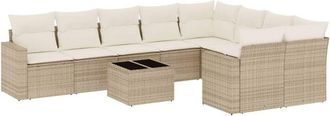 vidaXL Juego De Sof&aacute;s Jard&iacute;n Con Cojines Beige 10 Pzas Rat&aacute;n Sint&eacute;tico Vidaxl