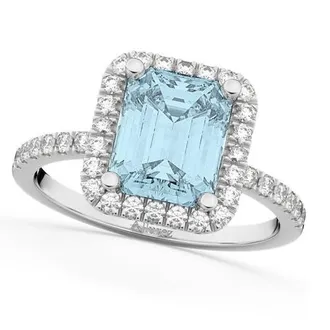 Allurez Lab Aquamarine & Lab Diamond Engagement Ring 14k in 3.32Ct/white Gold at Nordstrom, Size 6.5