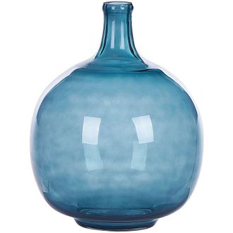Beliani Vaso di fiori vetro 31 cm fatto a mano decorativo blu Chappathi