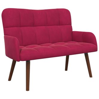 vidaXL Sof&aacute; De 2 Plazas Rojo Vino 115 X 61 X 87 Cm Terciopelo Vidaxl