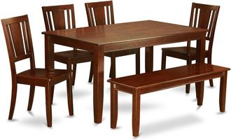 East West Furniture 6-Pc Dining set with bench-Dining Table and 4 Dining Chairs and Bench