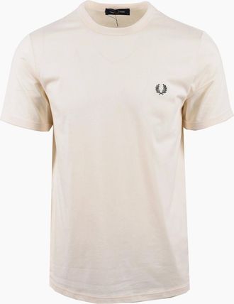 Fred Perry Mens FRED PERRY RINGER T-SHIRT ECRU - Cream - Size: 38