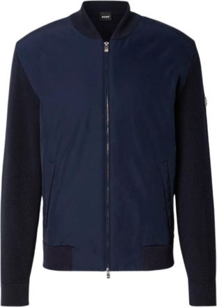 HUGO BOSS Blue full-zip bomber jacket