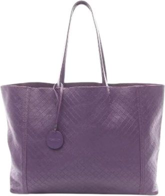 Bottega Veneta Pre-owned Tote Bags, female, Purple, Size: ONE SIZE Pre-owned Intrecciato Leather Tote Bag