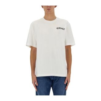 Versace Tops, Heren, Wit, L, Logo T-Shirt