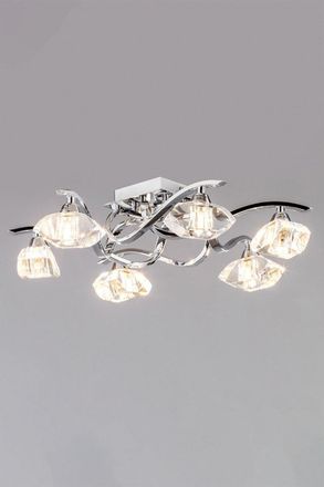 BHS Large Bella Flush Ceiling Light in Metallic Silver