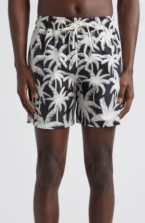 Palm Angels Palms Swim Trunks in Black Off White at Nordstrom, Size X-Large