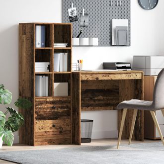 Berkfield Home Desk with Storage Old Wood Engineered Wood in Brown