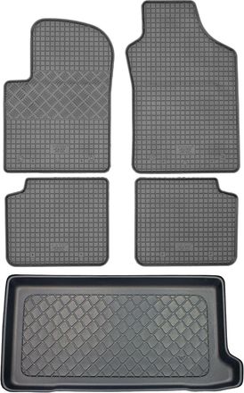 OEM Juego De Alfombrillas De Goma Para Coche Y Alfombrilla Para Maletero Para Fiat 500 / 500 Hybrid Hatchback (3 Puertas) Desde Septiembre De 2007 Hasta F