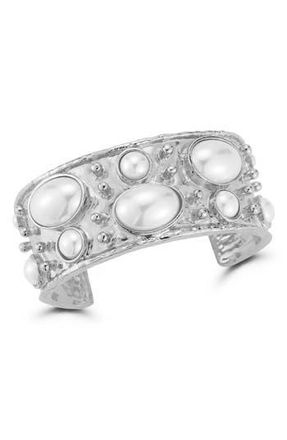 Sphera Milano Faux Pearl Cuff Bracelet in Silver at Nordstrom Rack