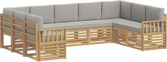 vidaXL Conjunto De Sof&aacute;s De Exterior 7 Uds. Blanco Y Gris Claro Vidaxl