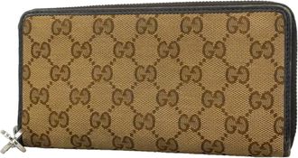 Gucci Brown Canvas Long Wallet (Bi-Fold) (Pre-Owned)