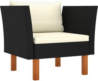 vidaXL Sofá de jardín de ratán sintético y madera maciza de eucalipto Vidaxl