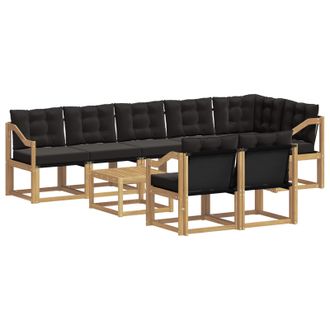 vidaXL Conjunto De Sof&aacute;s De Exterior Con Coj&iacute;n 9 Pcs Blanco Y Negro Vidaxl