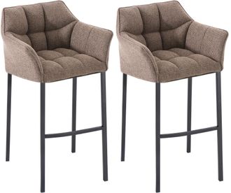 Clp Clp - Set De 2 Taburete De Bar Damaso En Tela Con Base De 4 Patas Marr&oacute;n Tierra Negro