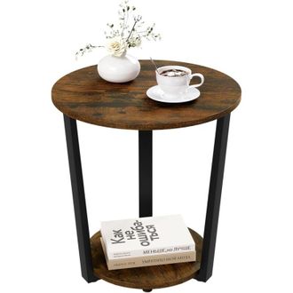 Woltu Woltu - Mesas Bajas De Sal&oacute;n De Aglomerado Y Metal Mesa De Centro Moderna R&uacute;stica En Color Marr&oacute;n