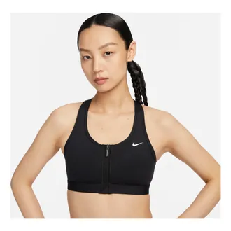 Nike (WMNS) Nike Swoosh Front Zip Medium-Support Padded Sports Bra Asia Sizing Black FN2732-010