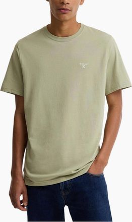 Barbour Mens Barbour Mens Essential Sports T-Shirt Crew Neck Regular Fit Soft Cotton T-Shirts - Green - Size: 40