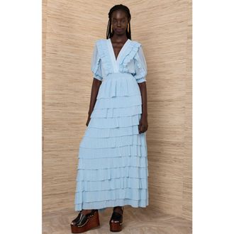 Hale Bob Aulelei Chiffon Solid Dress in Blue at Nordstrom, Size Medium