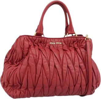 Miu Miu Pre-owned Hand Bag - Dames - Vintage Handtas - Rood - ONE Size - Leer - Vintage