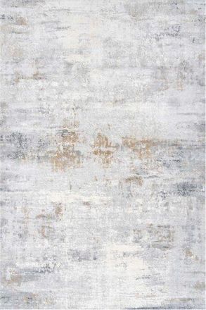 Kukoon Silver Grey Metallic Distressed Abstract Rug in Light Grey | Size: 200 cm x 290 cm