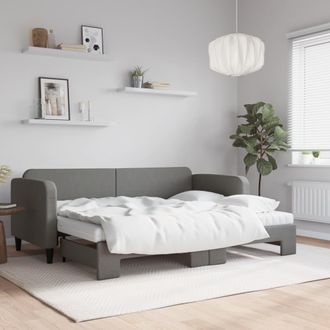 vidaXL Vidaxl - Sof&aacute; Cama Nido Con Colch&oacute;n Tela Gris Oscuro 80x200 Cm