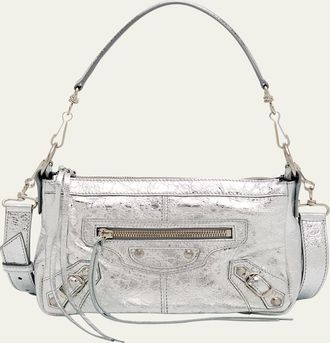 Balenciaga Le City Mini Metallic Leather Moto Shoulder Bag