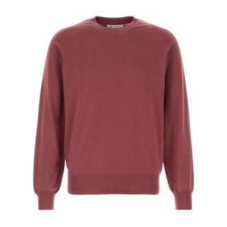 Brunello Cucinelli Brunello Cucinelli, Round-neck Knitwear, male, Red, Size: 3XL Round Neck Sweater