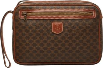 Celine Brown Pvc Leather Clutch Bag (Pre-Owned)