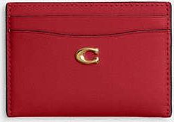 Coach Womens Essential Card Case in Red | Leather