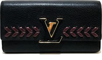 Louis Vuitton Taurillon Black Noir Leather Long Wallet (Bi-Fold) (Pre-Owned)