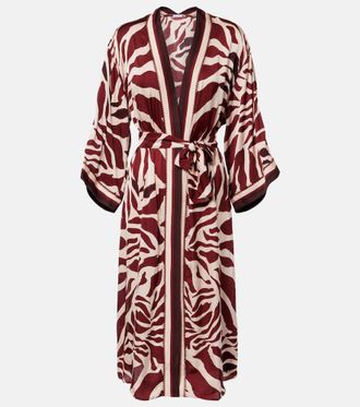 Poupette St Barth Erica printed satin kaftan