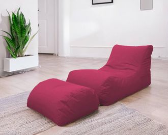 Talamo Italia Talamo Italia - Dmora Chaise Longue De Sal&oacute;n Moderno, Made In Italy, Sill&oacute;n Con Reposapi&eacute;s De Nailon, Puf Tapizado Para Dormitorio, 120x80h60 Cm, Colo