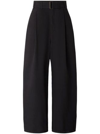SOEUR Wide-Leg Black Trousers with High Waist