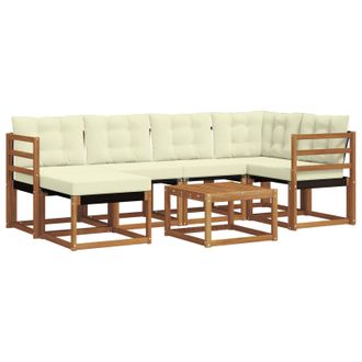 vidaXL Conjunto De Sof&aacute;s De Exterior Con Coj&iacute;n 7 Pcs Natural Y Crema Vidaxl