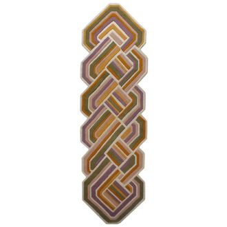 Flair Rugs Alfombra de lana de pasillo rosa, amarillo, verde y beige 80x300cm