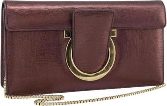 Ferragamo Tweedehands leren handtassen - Dames - Vintage Clutch - Bruin - ONE Size - Vintage