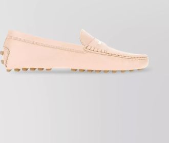 Tod's leather loafers with metal logo plate