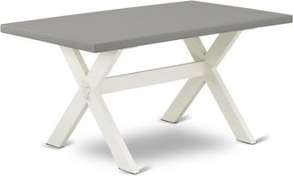 East West Furniture Dining Table Wire brushed Linen White & Cement, XT096