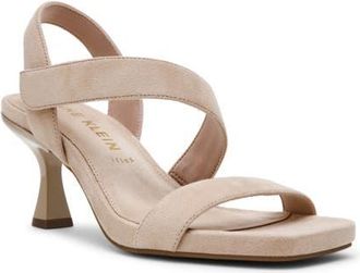 Anne Klein Justin Kitten Heel Sandal in Sand Suede at Nordstrom, Size 8.5