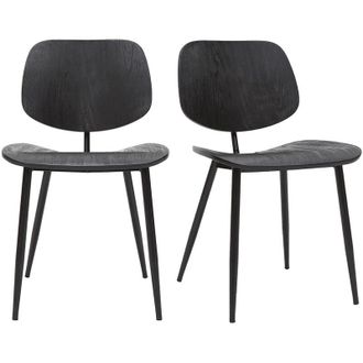 Miliboo Sedie in legno nero e metallo nero (set di 2) tobias