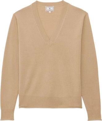 Ines De La Fressange Morcant Jumper - Dames - V-hals truien - Beige - S - Wol - Truien & Vesten