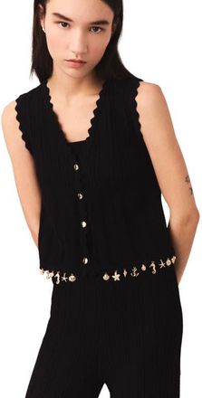 Maje Gold-embellished knit cardigan in Black at Nordstrom, Size X-Small