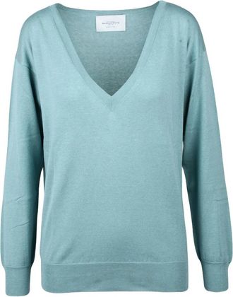 Ballantyne V-hals Pullover - Dames - V-hals truien - Groen - M - Katoen - Truien & Vesten