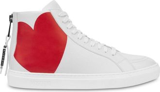 Moschino heart-print hi-top sneakers - men - Polyamide/Rubber/Fabric/Polyurethane - 40 - White