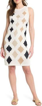 Nic+Zoe Diamond Pattern Crochet Look Sleeveless Cover-Up Dress in Neutral Multi at Nordstrom Rack, Size Large