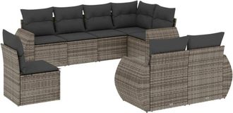 vidaXL Vidaxl - Set De Sof&aacute;s De Jard&iacute;n 8 Pzas Y Cojines Rat&aacute;n Sint&eacute;tico Gris