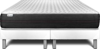 VITALIT Vitalit - Base Tapizada Blanco + Colch&oacute;n Con Muelles Ensacados 2x100x200