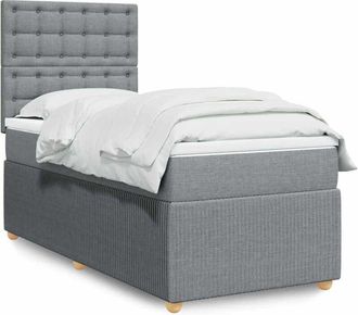 vidaXL Cama Box Spring Con Colch&oacute;n Tela Gris Claro 80x200 Cm Vidaxl